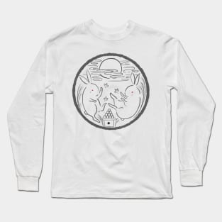 Japanese Bunny Moon Viewing Art Logo Ukiyoe Style Long Sleeve T-Shirt